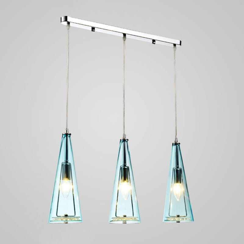 Conical Glass Multi-Light Pendant Modernist 3-Head Hanging Ceiling Light for Dining Room