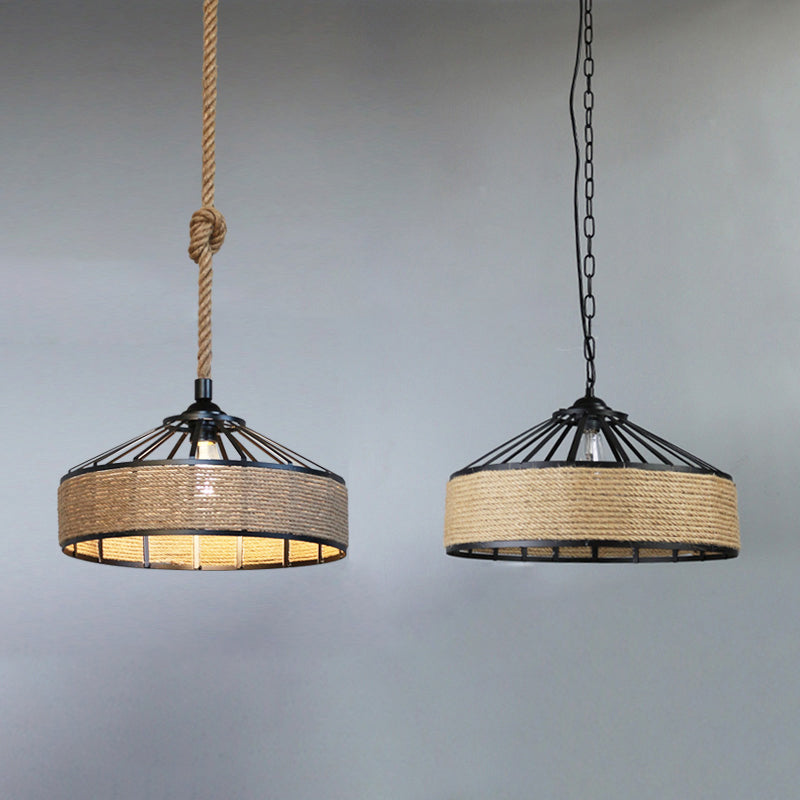 1 Head Pendellampe Lamp Country Restaurant Decke hängen Licht mit Kegelmetallschatten in Schwarz