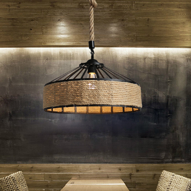 1 Head Pendellampe Lamp Country Restaurant Decke hängen Licht mit Kegelmetallschatten in Schwarz