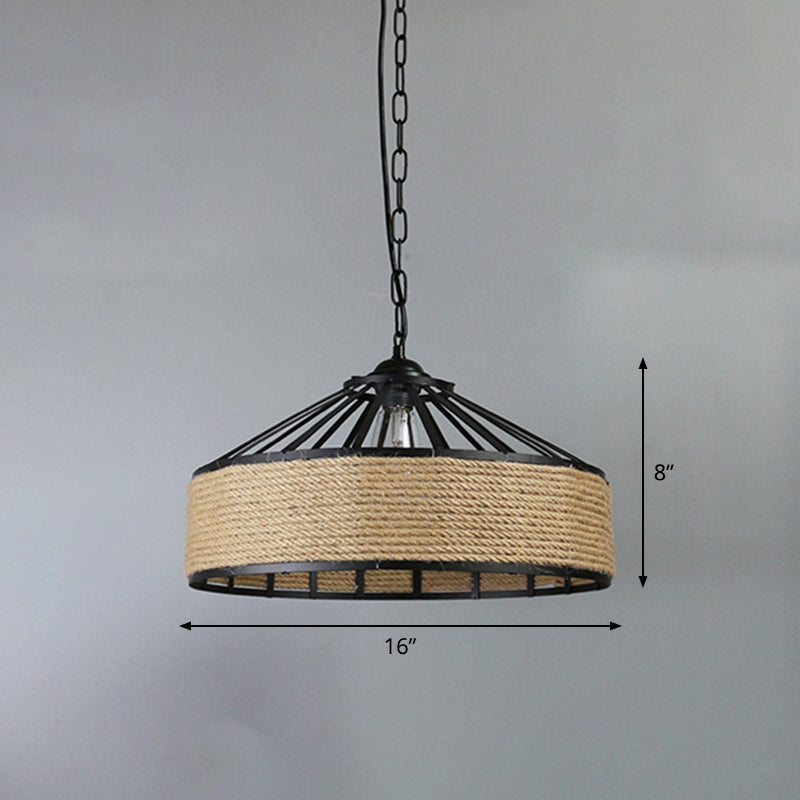 1 Head Pendellampe Lamp Country Restaurant Decke hängen Licht mit Kegelmetallschatten in Schwarz