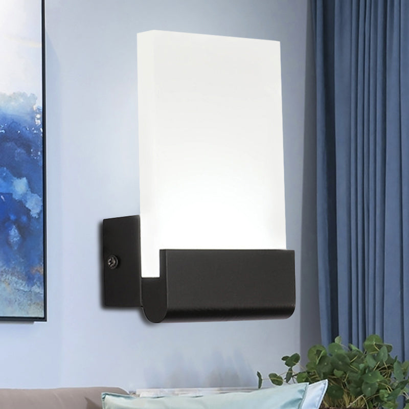 4" Wide Black/White Acrylic Sconce Light Simple Cuboid LED Wall Lighting Ideas, Warm/White Light