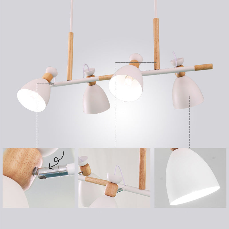 Adjustable Bell Metal Island Lighting Nordic 4 Lights Ceiling Hang Light for Dining Room