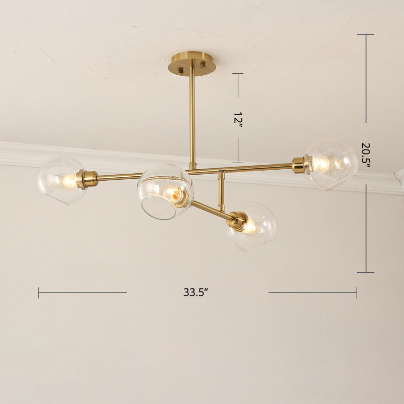 Iluminación colgante de cocina abierta Candelera de techo minimalista con sombra de vidrio de domo