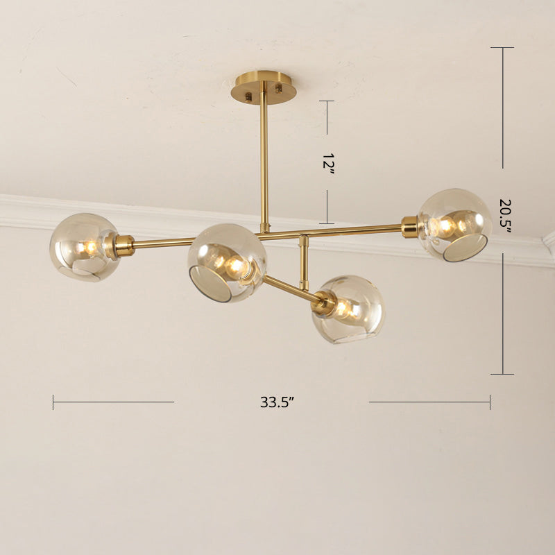 Iluminación colgante de cocina abierta Candelera de techo minimalista con sombra de vidrio de domo