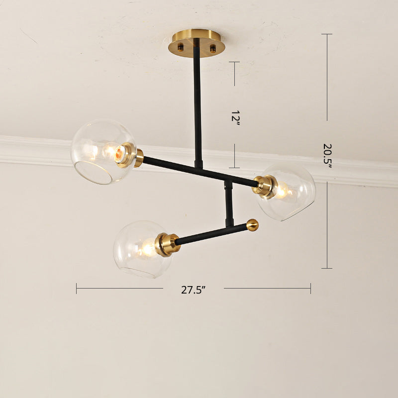 Iluminación colgante de cocina abierta Candelera de techo minimalista con sombra de vidrio de domo