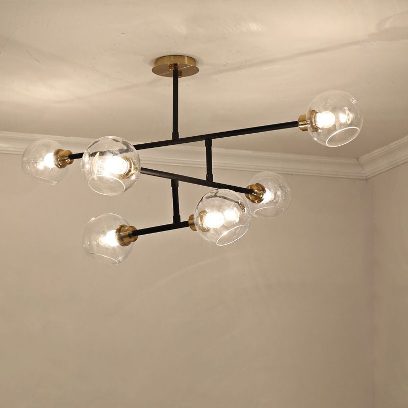 Iluminación colgante de cocina abierta Candelera de techo minimalista con sombra de vidrio de domo