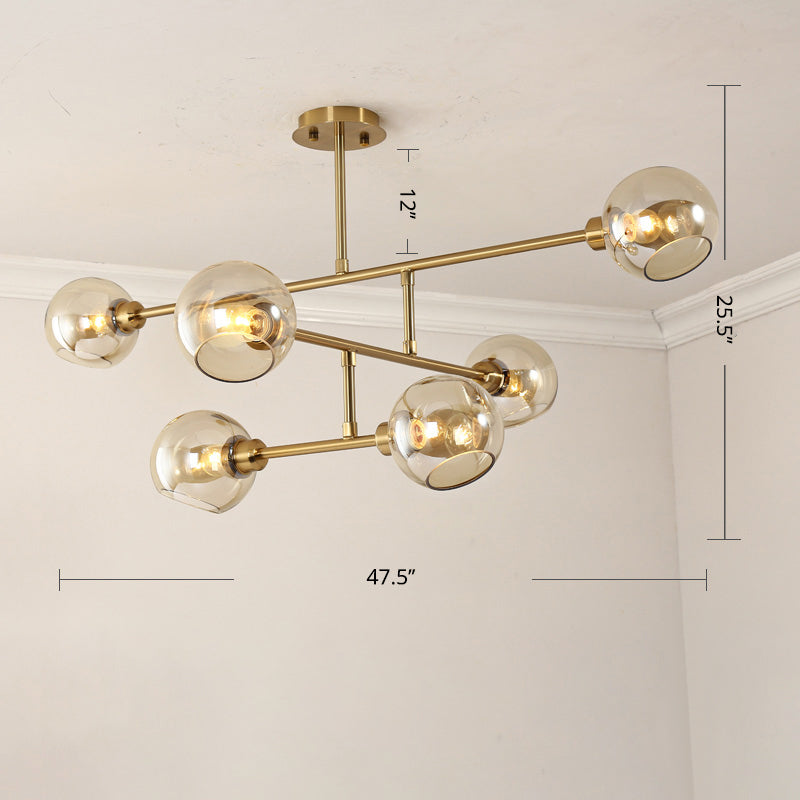 Iluminación colgante de cocina abierta Candelera de techo minimalista con sombra de vidrio de domo