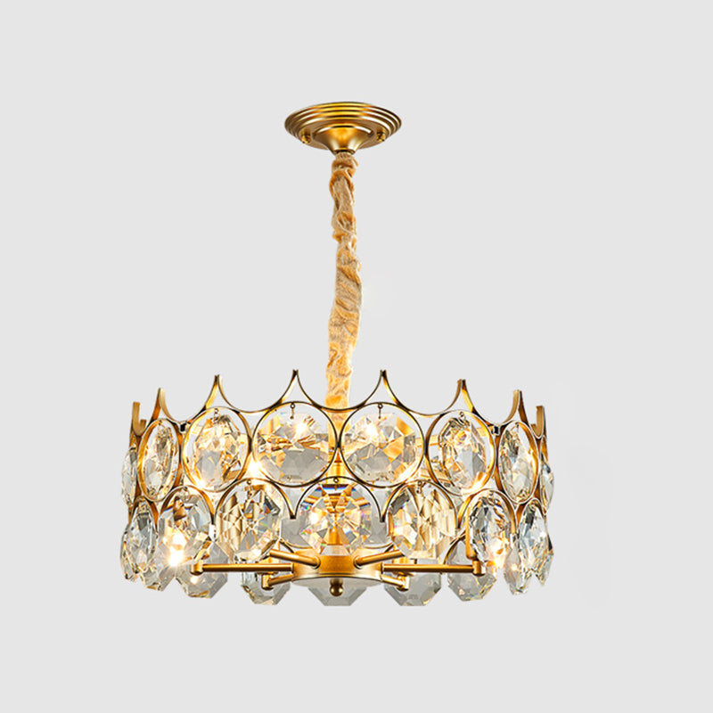 Beveled Cut Crystal Bead Hanging Lamp Postmodern Style Chandelier Pendant Light for Living Room