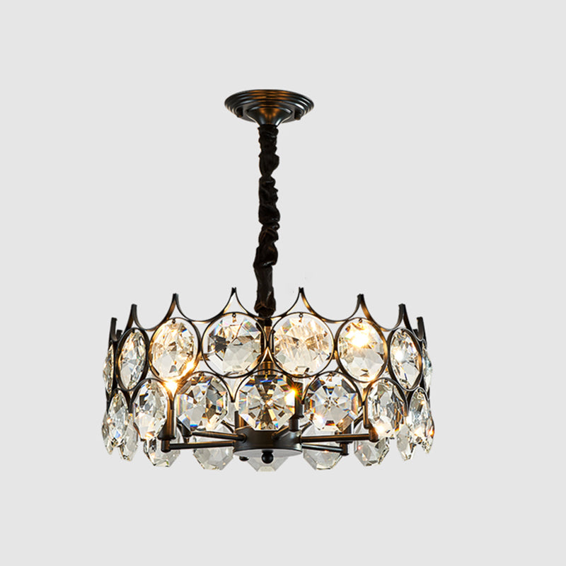 Beveled Cut Crystal Bead Hanging Lamp Postmodern Style Chandelier Pendant Light for Living Room