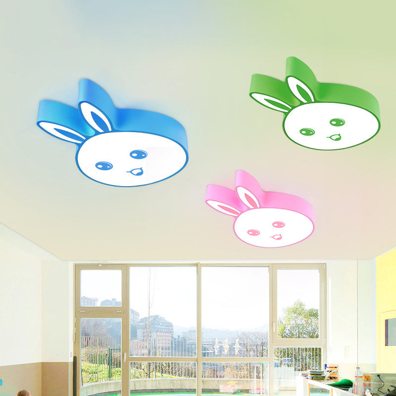 Cartoon Surface Mounted Led Ceiling Light Rabbit Head Shaped Flush Mount with Acrylic Shade for Kindergarten