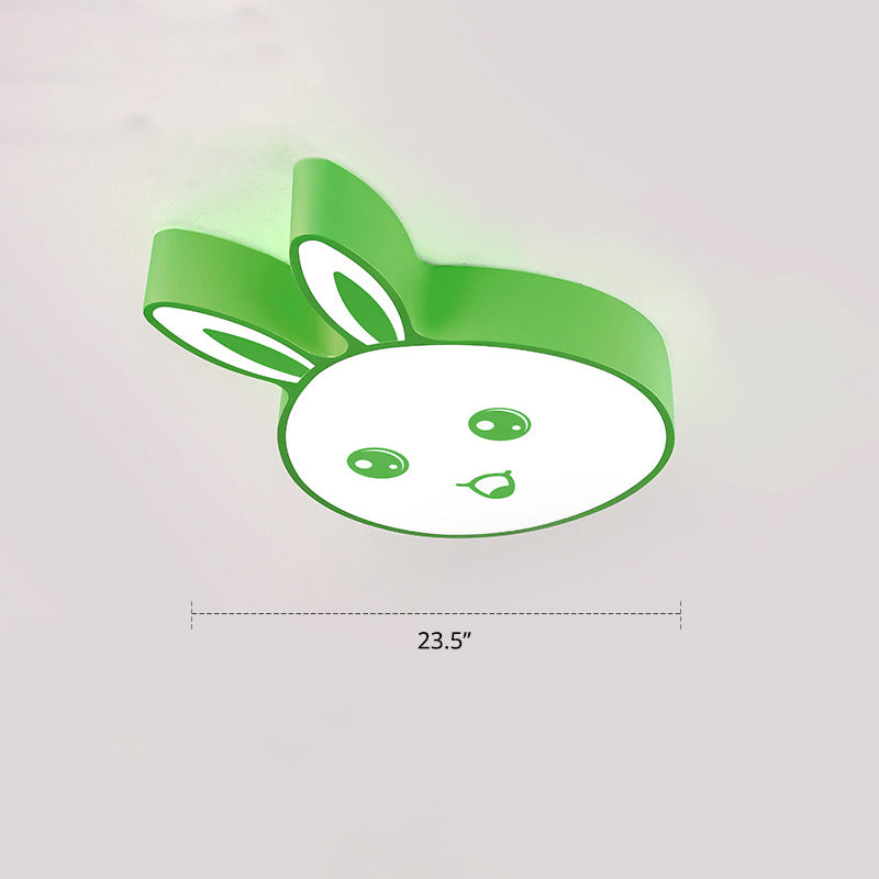 Cartoon Surface Mounted Led Ceiling Light Rabbit Head Shaped Flush Mount with Acrylic Shade for Kindergarten