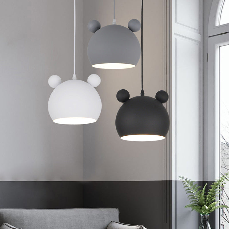 Metal Bear Head Pendant Ceiling Lamp Cartoon Hanging Light Fixture for Kindergarten