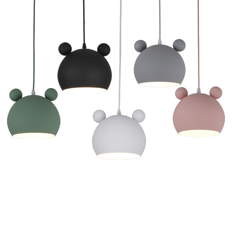 Metal Bear Head Pendant Ceiling Lamp Cartoon Hanging Light Fixture for Kindergarten