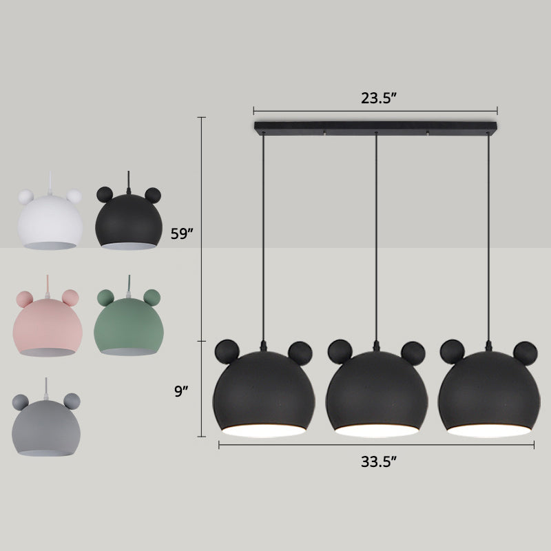 Metal Bear Head Pendant Ceiling Lamp Cartoon Hanging Light Fixture for Kindergarten