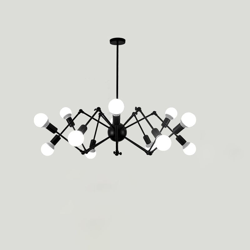 Spider Metal Chandelier Industrial Clothing Shop Commercial Pendant Lighting with Open Bulb Design