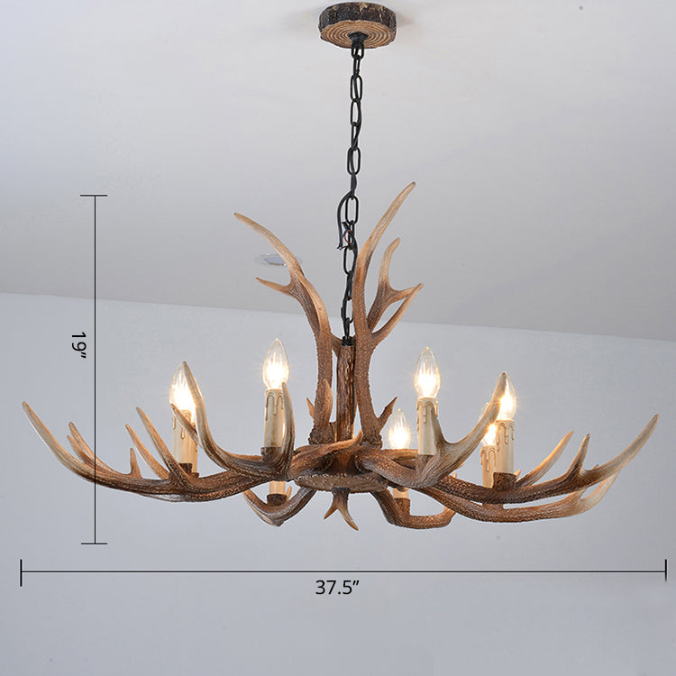 Antler Shaped Living Room Chandelier Countryside Resin Suspended Lighting Fixture