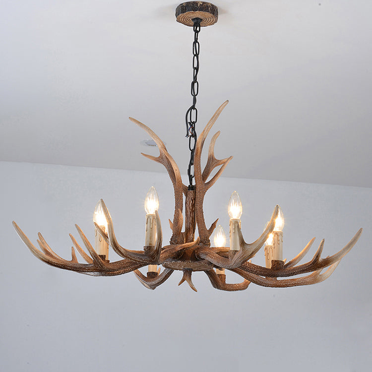 Antler Shaped Living Room Chandelier Countryside Resin Suspended Lighting Fixture