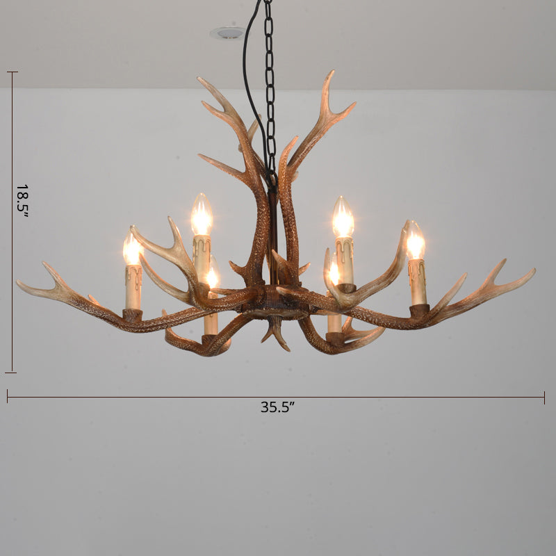 Antler Shaped Living Room Chandelier Countryside Resin Suspended Lighting Fixture