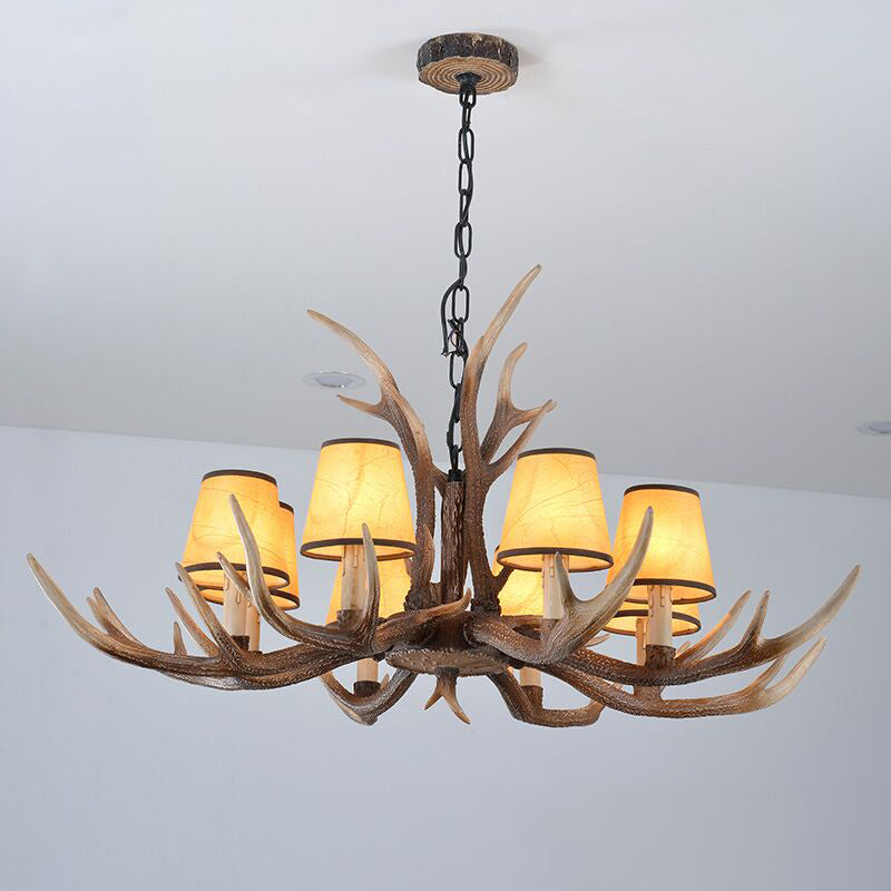 Antler Shaped Living Room Chandelier Countryside Resin Suspended Lighting Fixture