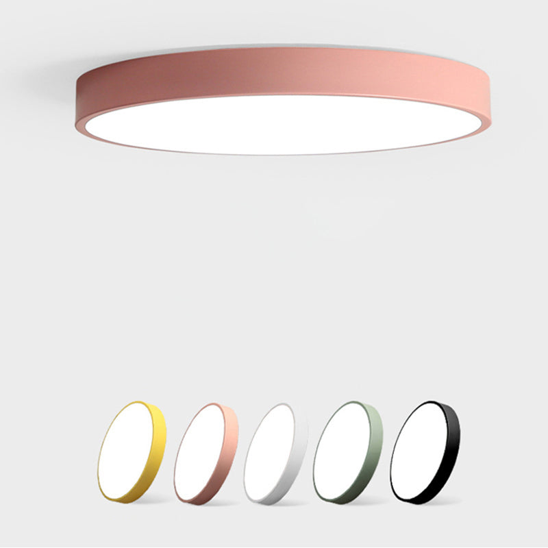 Ultradunne ronde inbouwlamp Macaron metalen kinderkamer LED-plafondmontagelamp