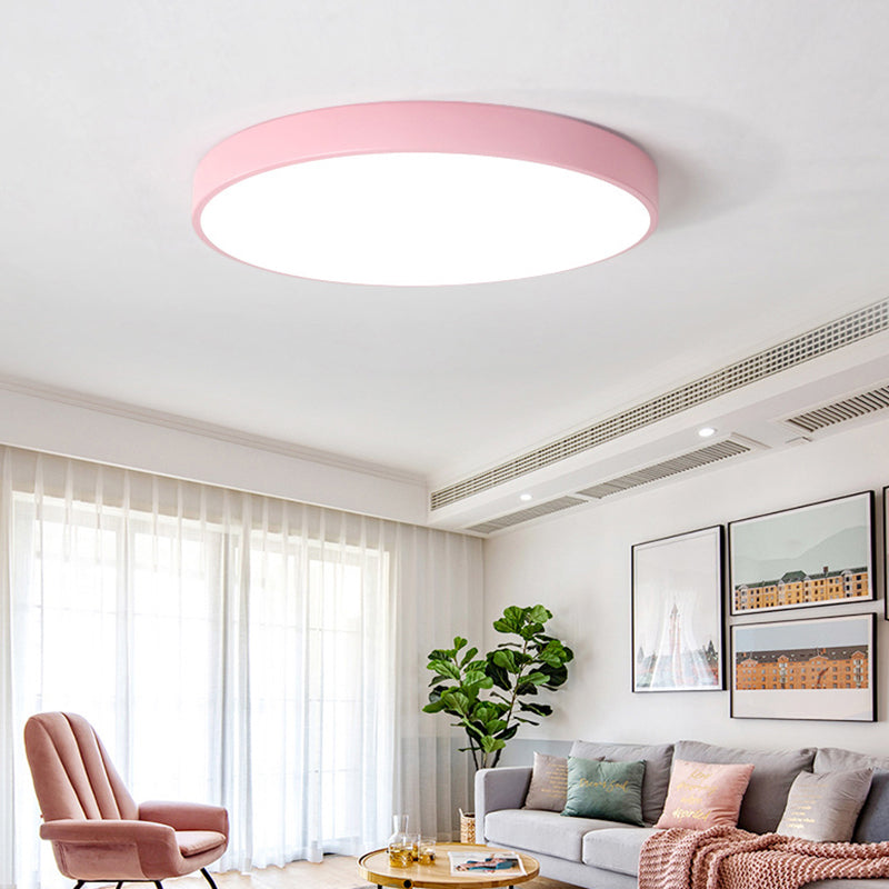 Ultradunne ronde inbouwlamp Macaron metalen kinderkamer LED-plafondmontagelamp