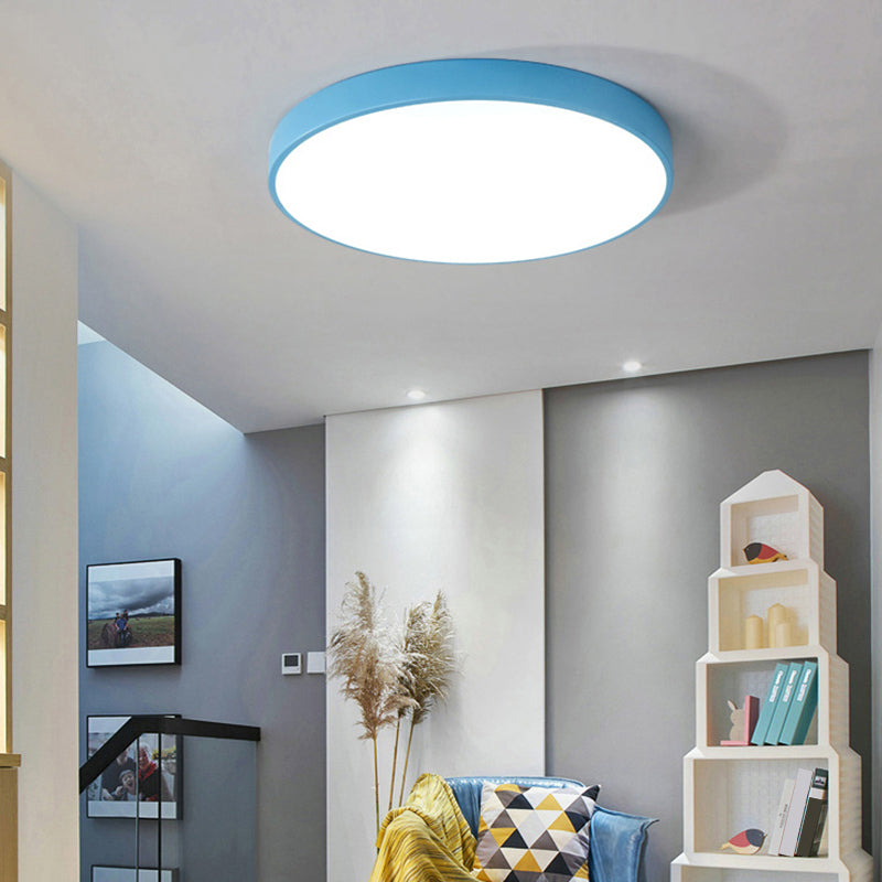 Ultradunne ronde inbouwlamp Macaron metalen kinderkamer LED-plafondmontagelamp