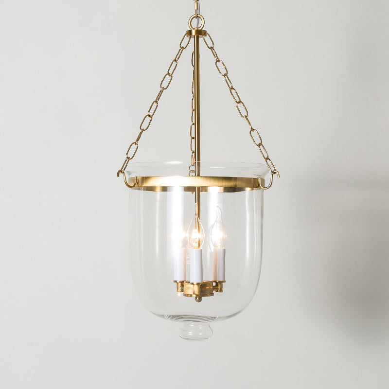 3-Light Inverted Cloche Shaped Pendant Lighting Vintage Clear Glass Chandelier for Living Room