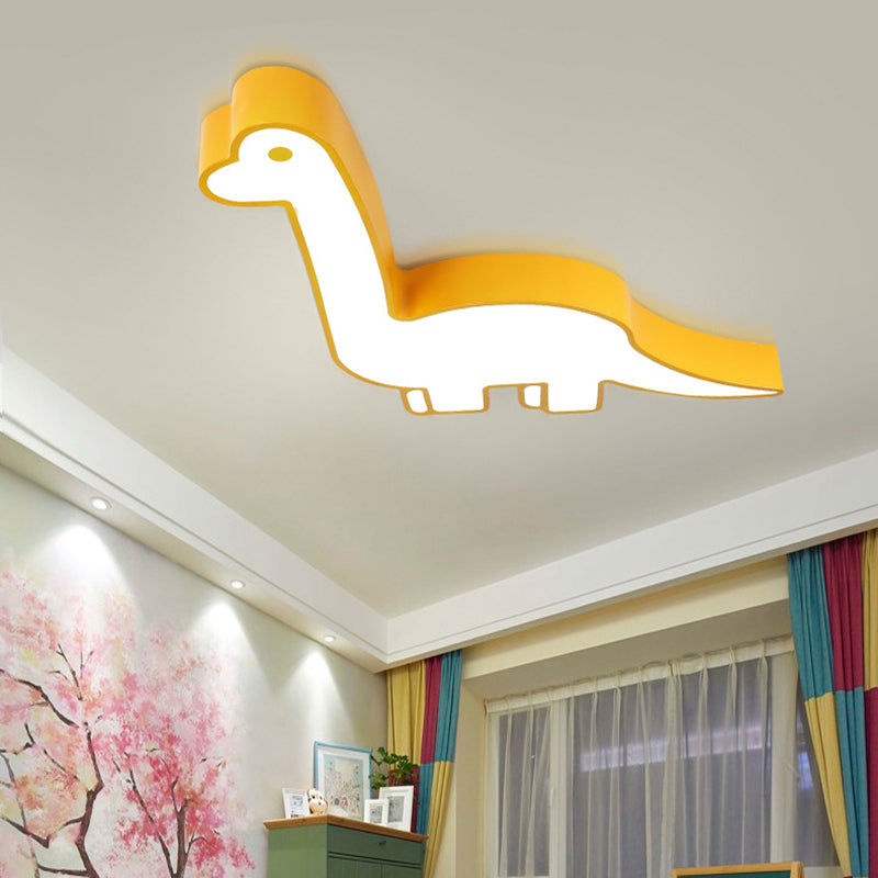 Cartoon Dinosaur Flushmount Ceiling Lamp Metal Kids Room LED Flush-Mount Light Fixture