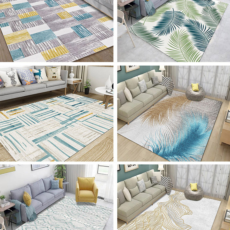 Calming Geo Printed Rug Multicolored Polyster Area Carpet Non-Slip Backing Stain-Resistant Area Rug for Living Room