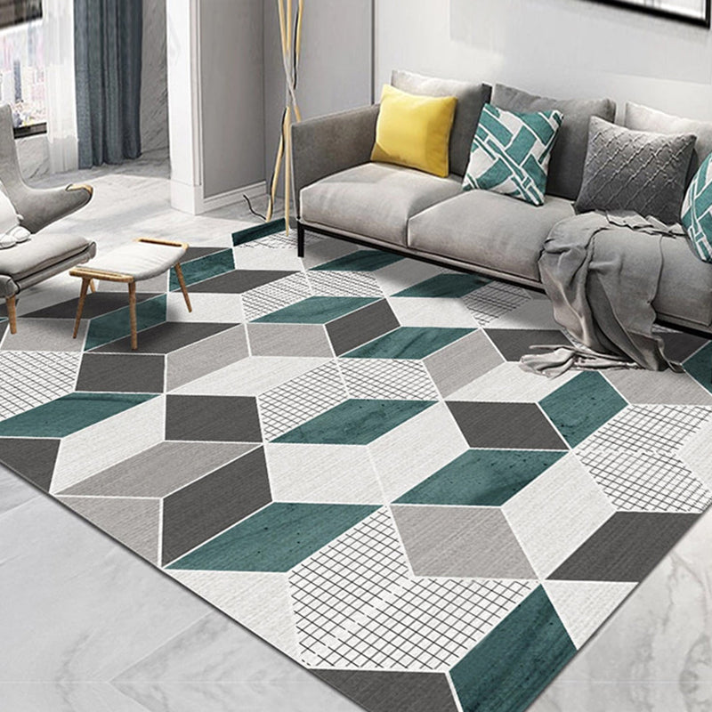 Multicolored Relaxing Rug Synthetics Geometric Printed Area Carpet Non-Slip Backing Easy Care Indoor Rug for Living Room