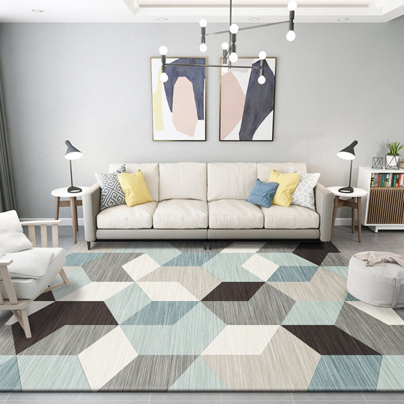 Multicolored Relaxing Rug Synthetics Geometric Printed Area Carpet Non-Slip Backing Easy Care Indoor Rug for Living Room