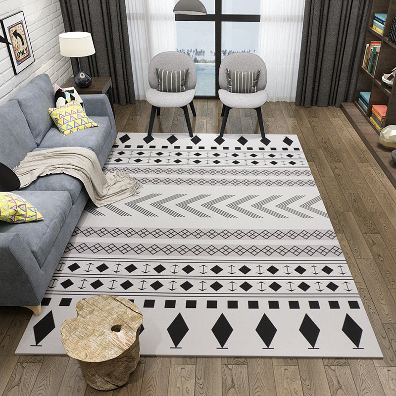 Minimalist Geometric Printed Rug Multi Color Polypropylene Area Carpet Non-Slip Backing Easy Care Indoor Rug for Parlor