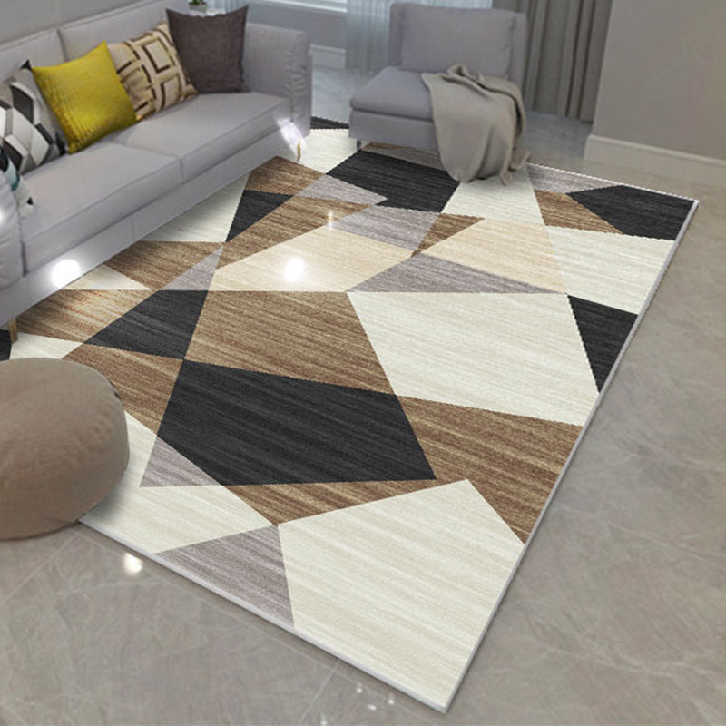 Comfort Geometric Printed Rug Multicolored Polyster Area Carpet Anti-Slip Backing Stain-Resistant Indoor Rug for Living Room