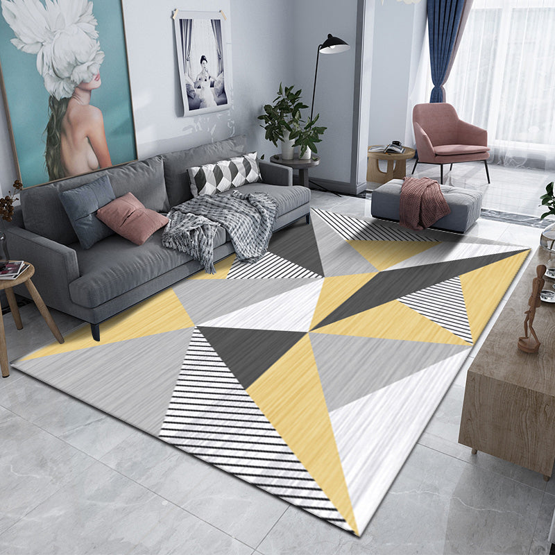 Scandinavian Living Room Rug Multicolored Geometric Printed Area Carpet Non-Slip Pet Friendly Indoor Rug