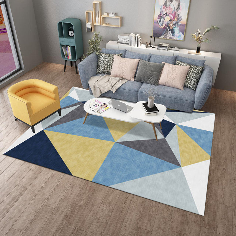 Scandinavian Living Room Rug Multicolored Geometric Printed Area Carpet Non-Slip Pet Friendly Indoor Rug
