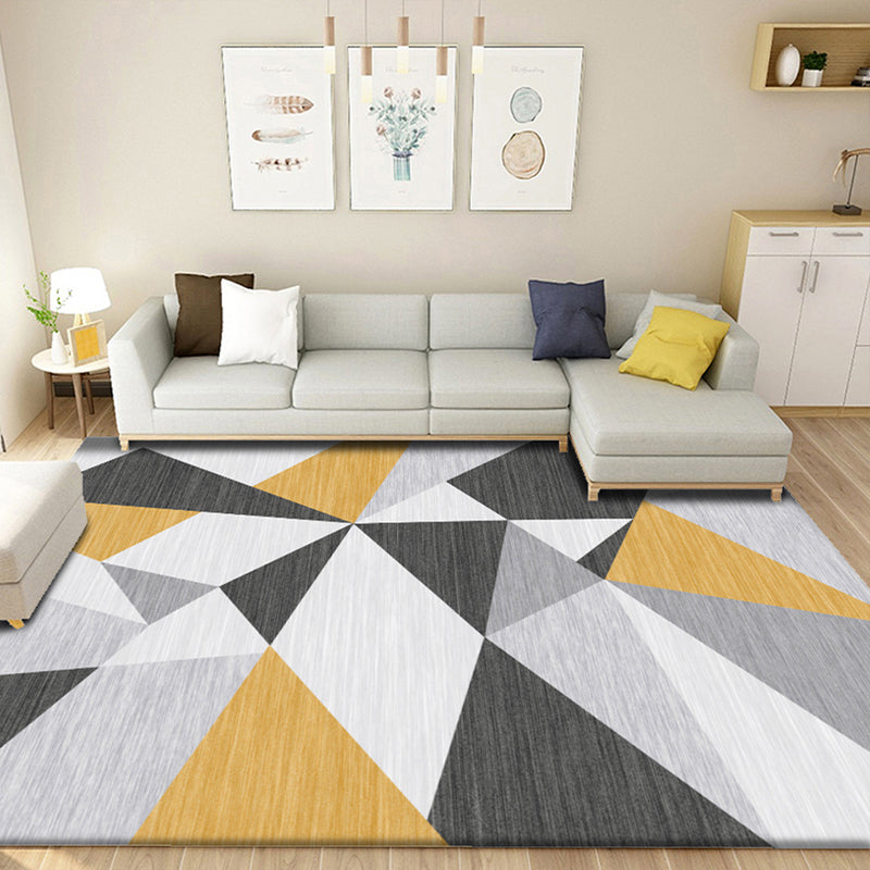 Scandinavian Living Room Rug Multicolored Geometric Printed Area Carpet Non-Slip Pet Friendly Indoor Rug