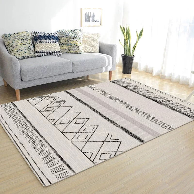 Veelkleurig Scandinavisch tapijt Polyster Geo-bedrukt binnentapijt Antislip achterkant Vlekbestendig gebied Tapijt voor decor