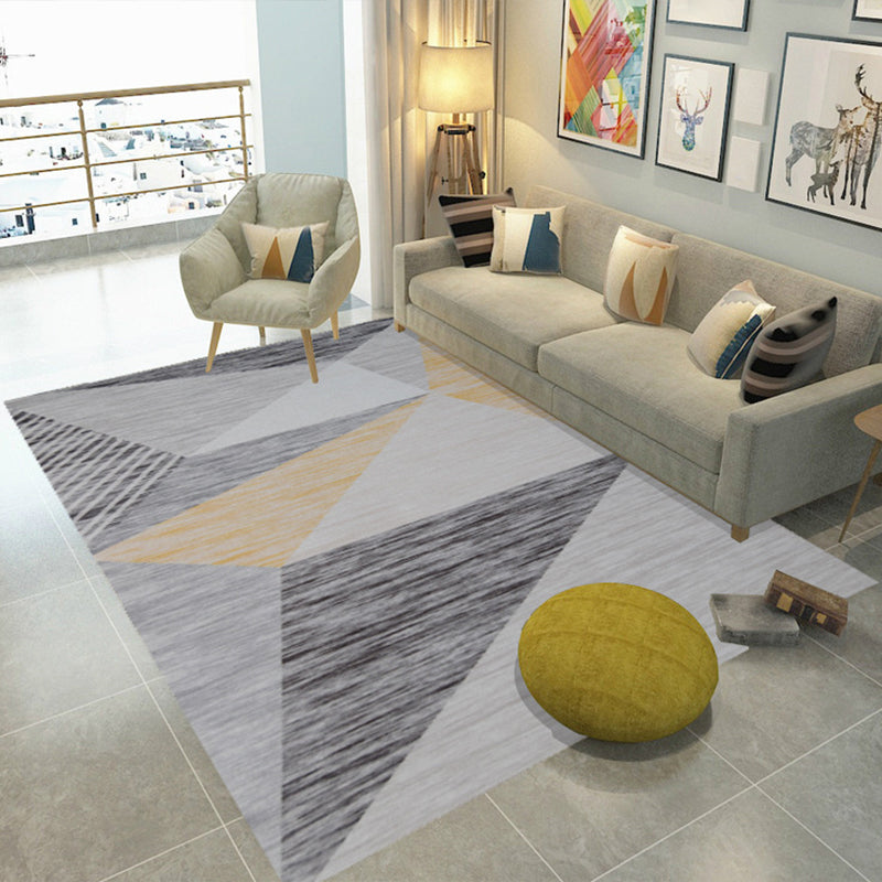 Nordic Living Room Rug Multicolored Geo Printed Area Carpet Polyster Non-Slip Backing Washable Indoor Rug