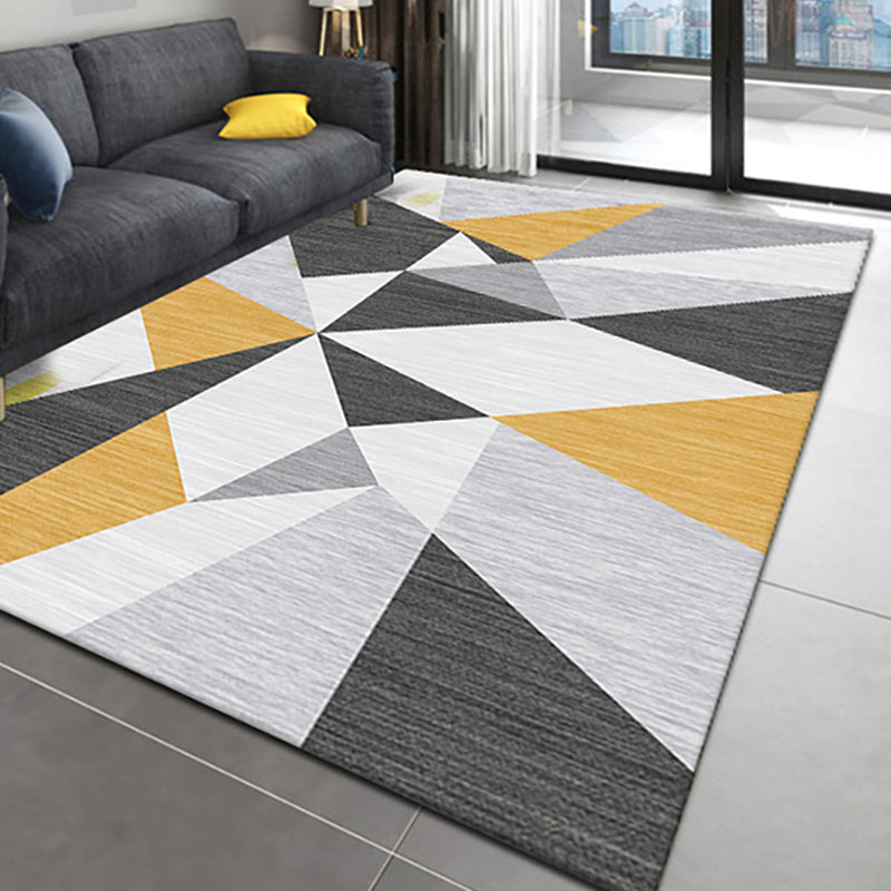 Casual Living Room Rug Multi Color Geo Printed Indoor Rug Anti-Slip Backing Washable Easy Care Area Carpet