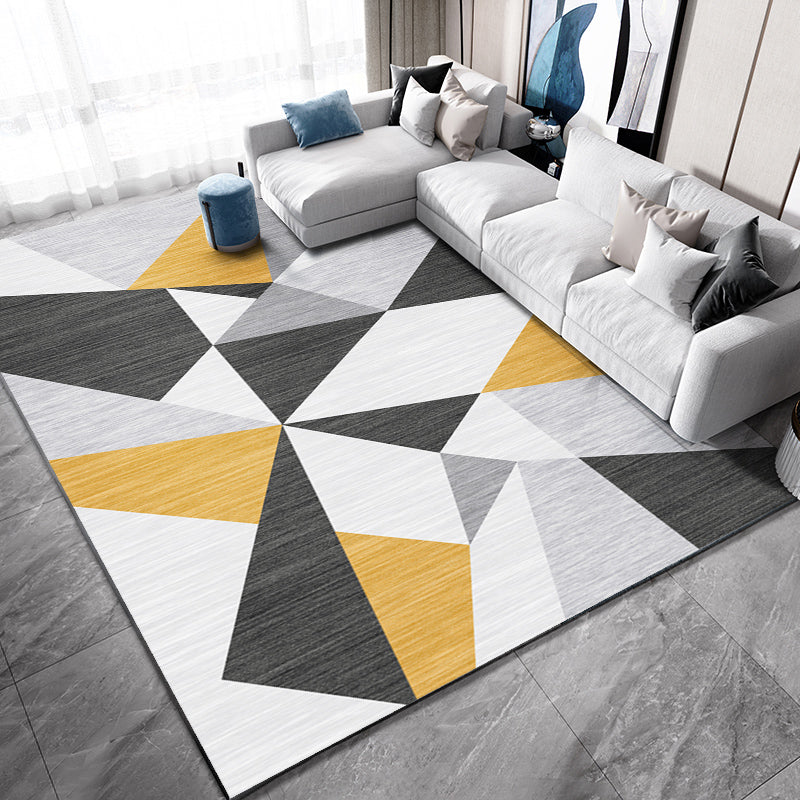 Casual Living Room Rug Multi Color Geo Printed Indoor Rug Anti-Slip Backing Washable Easy Care Area Carpet
