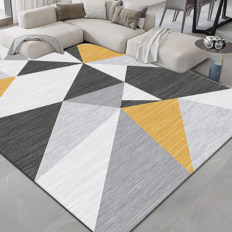 Casual Living Room Rug Multi Color Geo Printed Indoor Rug Anti-Slip Backing Washable Easy Care Area Carpet