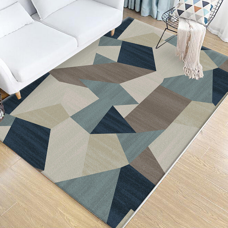 Multi Colored Bedroom Rug Novelty Geo Printed Indoor Rug Polypropylene Anti-Slip Pet Friendly Area Carpet