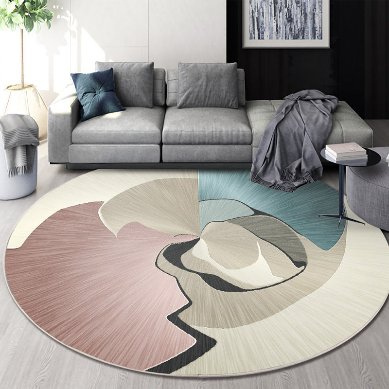 Scandinavian Geo Printed Rug Multi Color Polyster Area Carpet Pet Friendly Easy Care Area Rug for Decoration