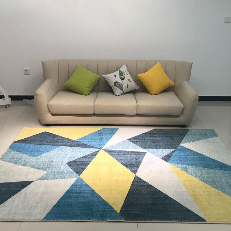 Nordic Decoration Rug Multi Colored Geometric Printed Area Carpet Synthetics Anti-Slip Pet Friendly Indoor Rug