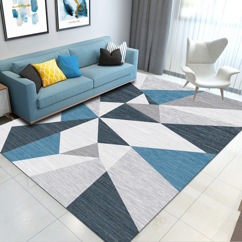 Simple Geo Printed Rug Multi Color Polyster Area Carpet Non-Slip Backing Pet Friendly Washable Indoor Rug for Parlor