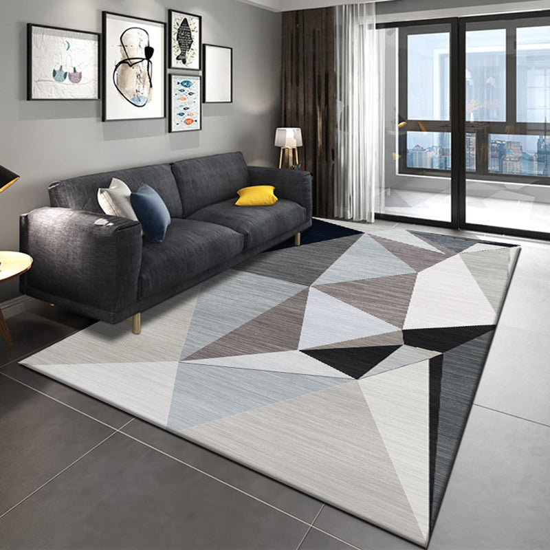 Casual Living Room Rug Multi Color Geometric Printed Indoor Rug Synthetics Pet Friendly Machine Washable Carpet