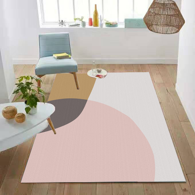 Multi Color Funky Rug Polypropylene Geo Pattern Indoor Rug Anti-Slip Backing Stain-Resistant Carpet for Living Room