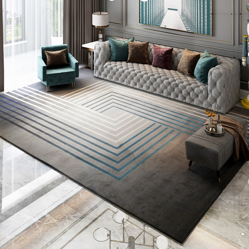 Scandianvian Living Room Rug Multi Color Geo Printed Area Carpet Synthetics Non-Slip Backing Stain-Resistant Rug