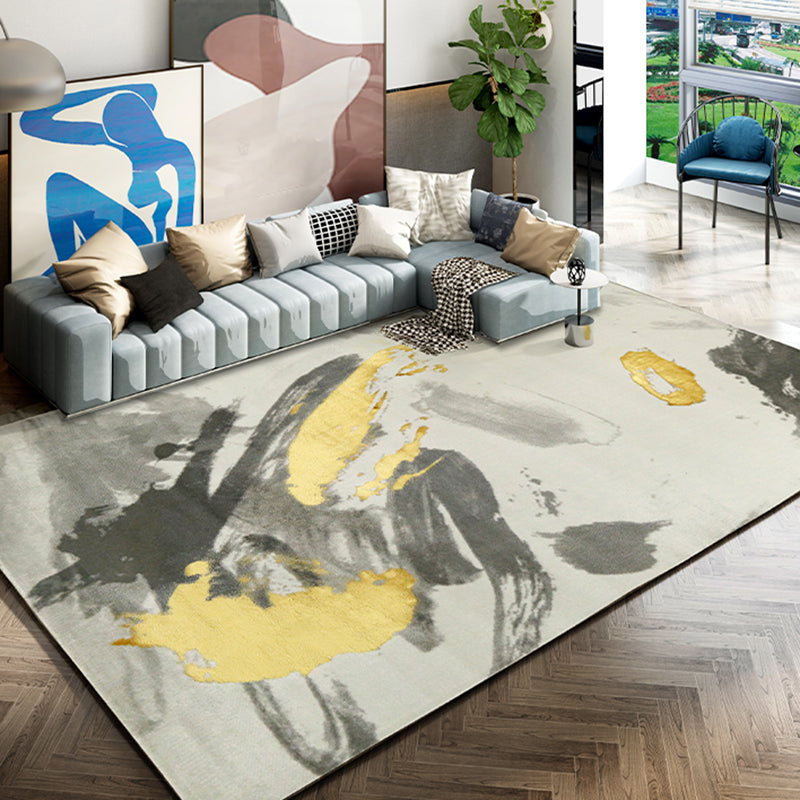 Scandianvian Living Room Rug Multi Color Geo Printed Area Carpet Synthetics Non-Slip Backing Stain-Resistant Rug
