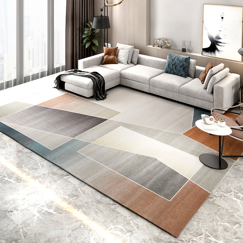 Scandianvian Living Room Rug Multi Color Geo Printed Area Carpet Synthetics Non-Slip Backing Stain-Resistant Rug